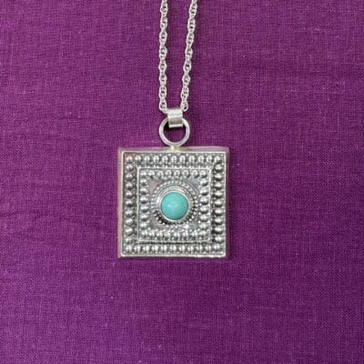 Silver Pendant with Turquose by Erik Granit 80cm