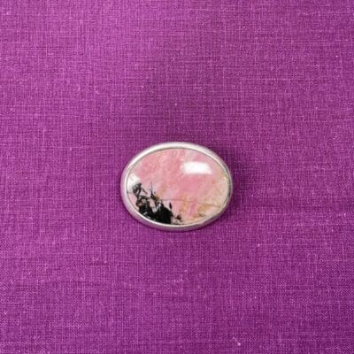 Silver Brooch Rhodonite stone  28x38mm