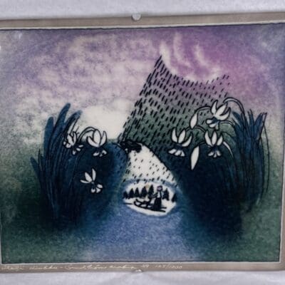 Arabia Heljän laatta Mari ja varis suojassa 20,5x25cm