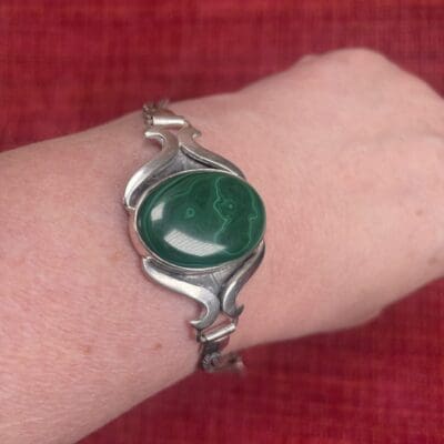 Silver Bracelet Malachite stone 17,5cm