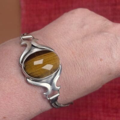 Silver Bracelet Tiger eye stone 17,5cm
