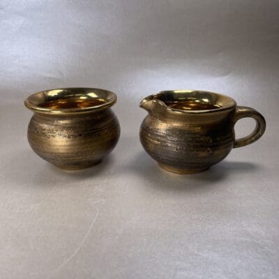 Savitorppa Gold Ceramics sugar and creamer