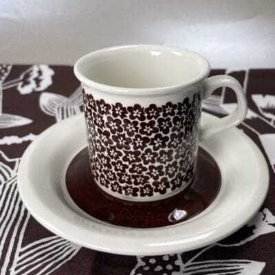 Arabia Faenza brown flower mocca cup