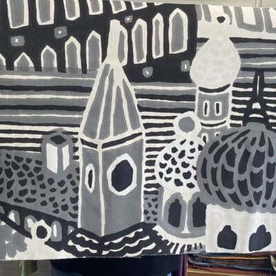 Marimekko Fabric Kumiseva grey 147x72cm Katsuji Wakisaka