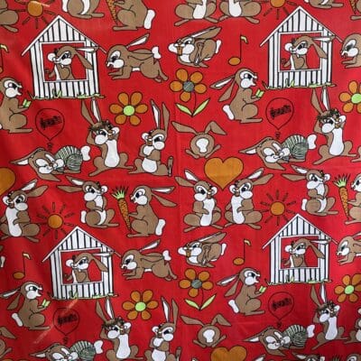 Rabbit Fabric 137x155cm red
