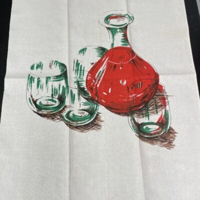 Retro Tea Towel Carafe and Glasses