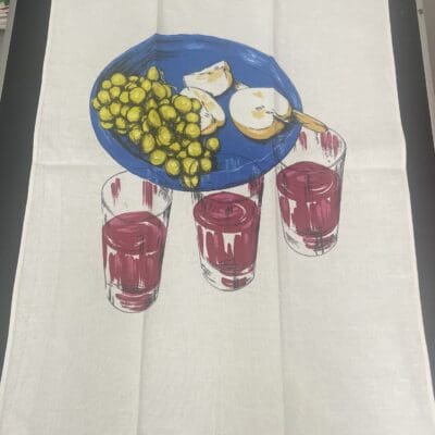 Retro Tea Towel Blue Plate