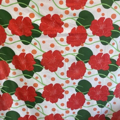 Retro Curtain Red Flowers 133x223cm