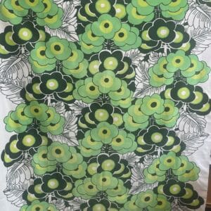 Retro Curtain Green Flowers 126x162cm