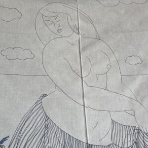 Girl in a Field with Corn flowers Curtain 148x185cm Anneli Airikka-Lammi