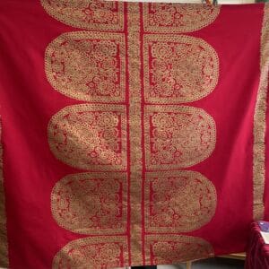 Marimekko Tablecloth Satula red/gold 138x116cm Maija Isola